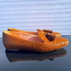 J.Crew Classic Tan Leather Woven Tassel Women’s Loafers Size 7 Preowned